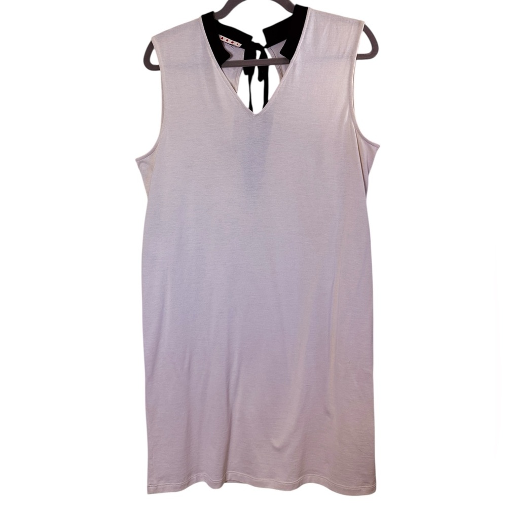 Marni Women’s Modern Cream Sleeveless Mini Black Accents and Tie Sz 42